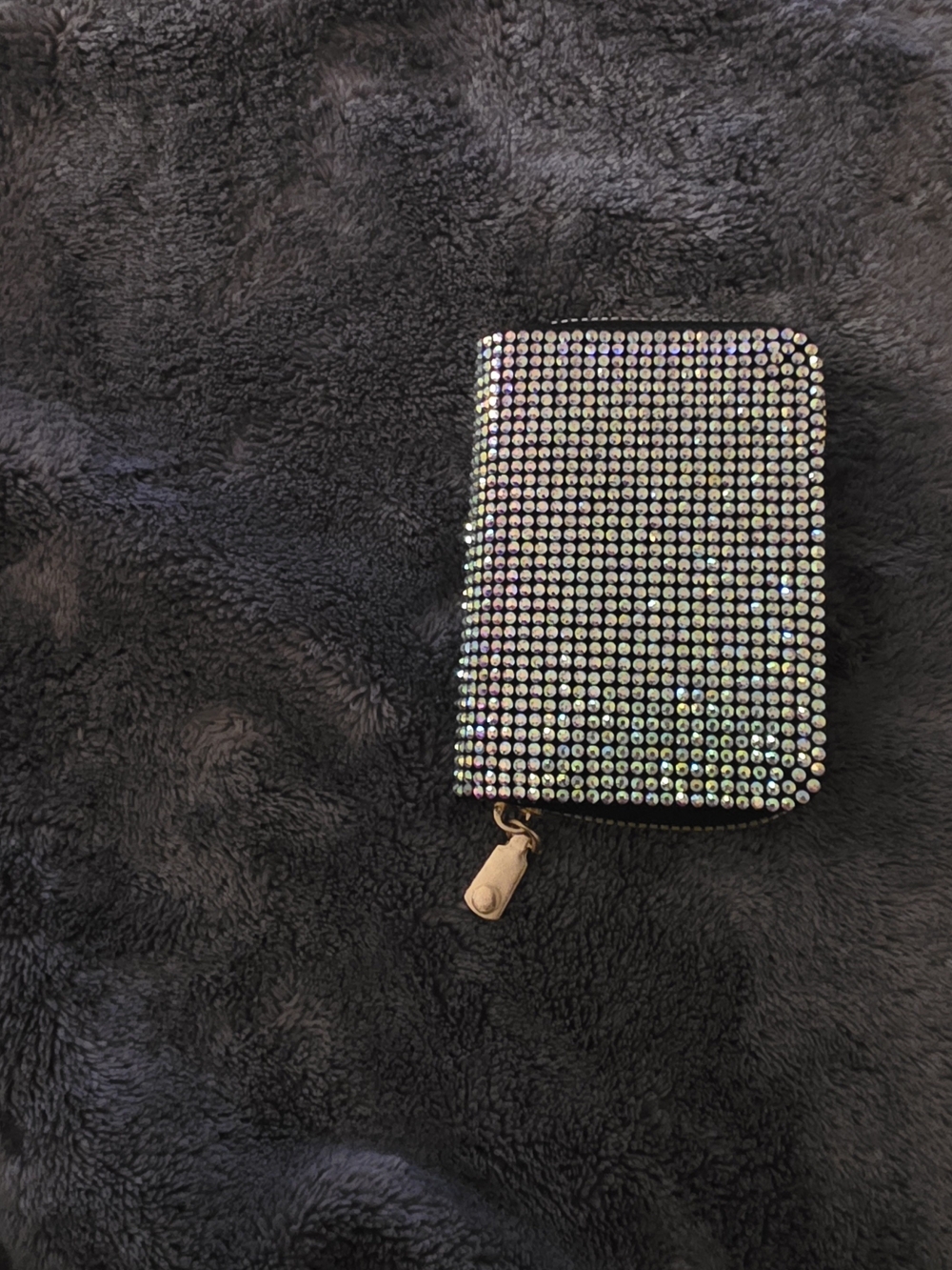 Sparkling Rhinestone Zipper Card Wallet